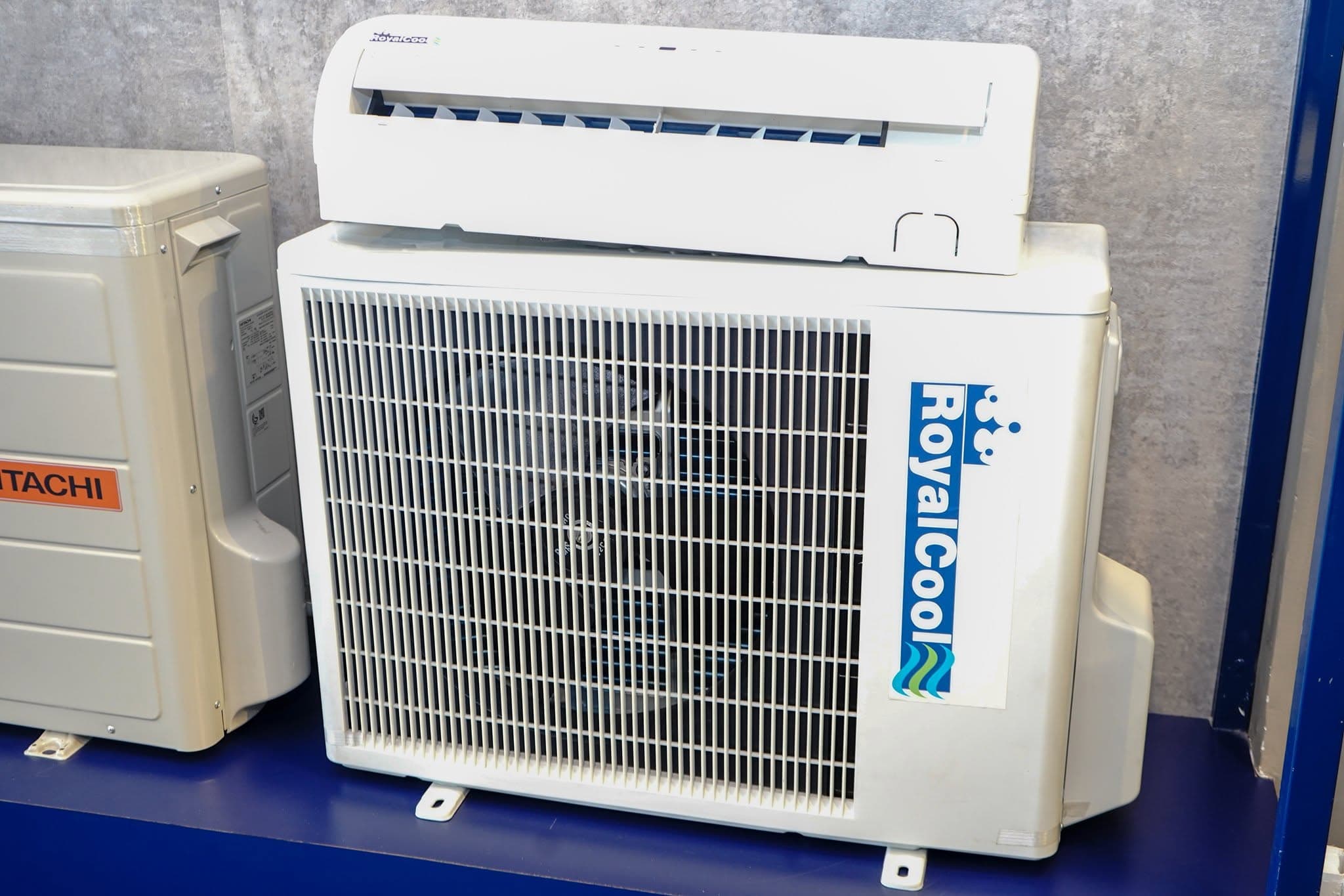 Close-up view of Orikma air conditioner outdoor condenser unit